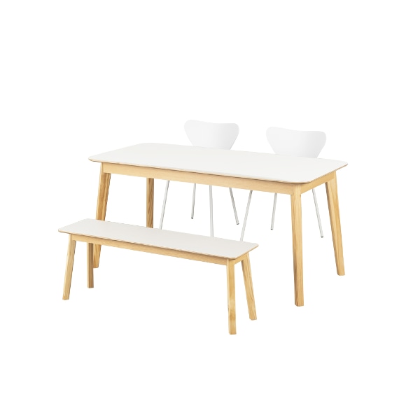 [by CASAMIA] 일상고백 리에토 HPM 식탁세트 4인 와이드A형(벤치1+의자2)