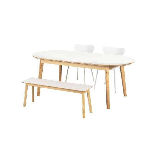 [by CASAMIA] 일상고백 리에토 HPM타원형 식탁세트4인 와이드(벤치1+의자2)