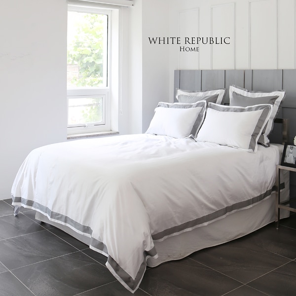 120수 이집션 코튼 호텔침구 사계절 이불커버세트 white/grey