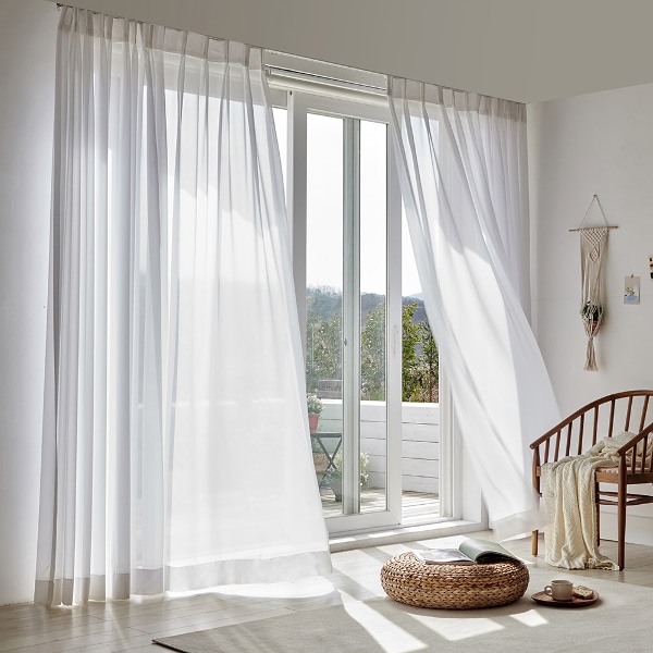 샤인 맞춤 나비주름 화이트 쉬폰커튼 모음