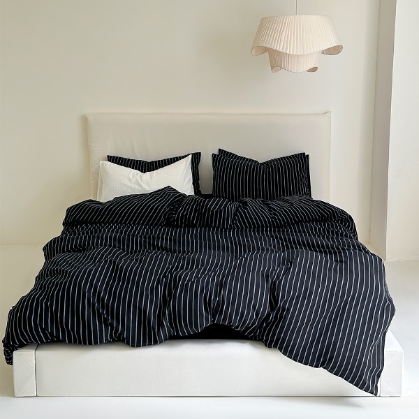 뉴트럴 씬 스트라이프 40수 워싱코튼 침구세트_다크