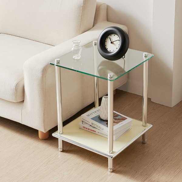 홀리 미드센츄리 모듈 사이드 협탁 강화유리