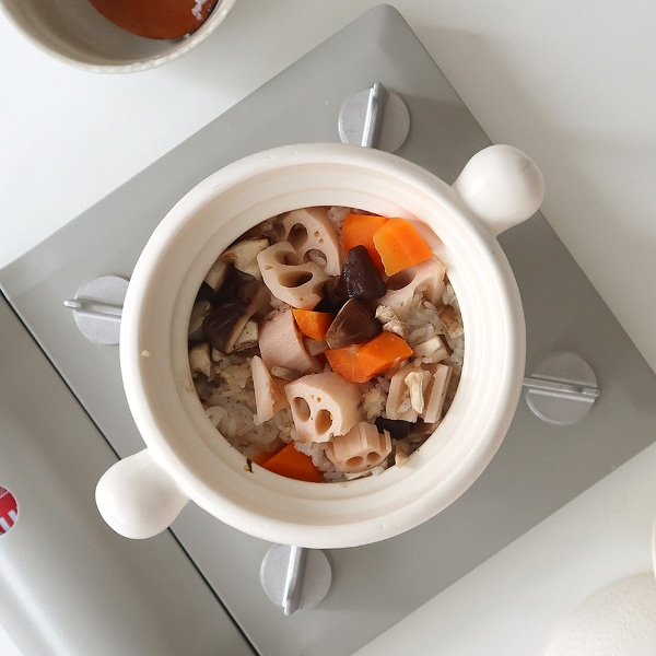 요카이치 밥짓는 뚝배기 이중뚜껑 도기밥솥