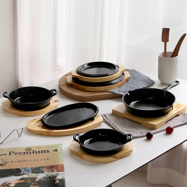 [20% 추가할인] 스테이크 팬+우드받침 세트_인덕션 가능(12type)
