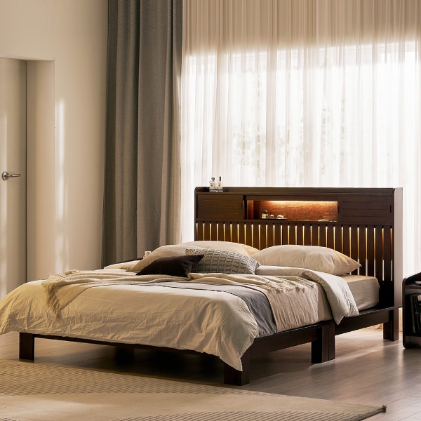 Greu(S) 전체원목 LED 침대(SS/Q,K) 2colors