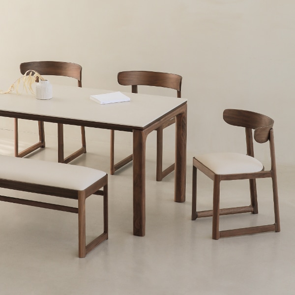 모아나 월넛 호두나무 포세린 세라믹 식탁 4인용 6인용 1400 1600 1800 2000