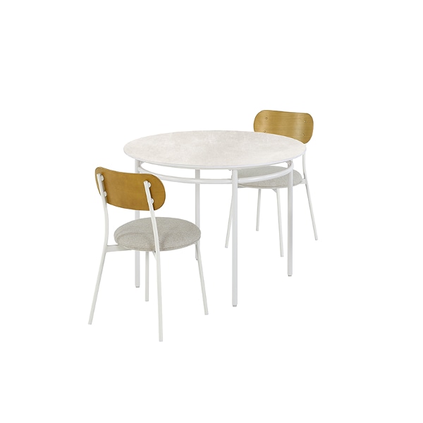 [브랜드위크] 비엔나 세라믹 원형식탁 2인세트 100cm 화이트_체어2EA