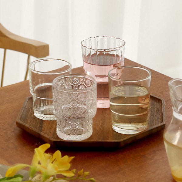 [15% 즉시 할인] 스택 유리컵 4P세트 (4type)