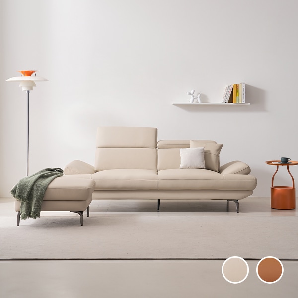 [by CASAMIA] 벨로씨 레보르 천연면피 가죽 소파 3인+스툴