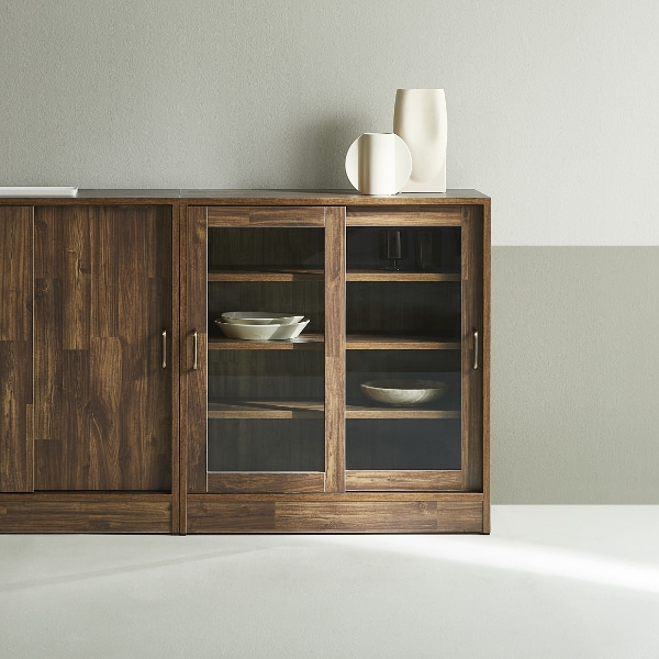 뉴진저 유리수납장_브라운