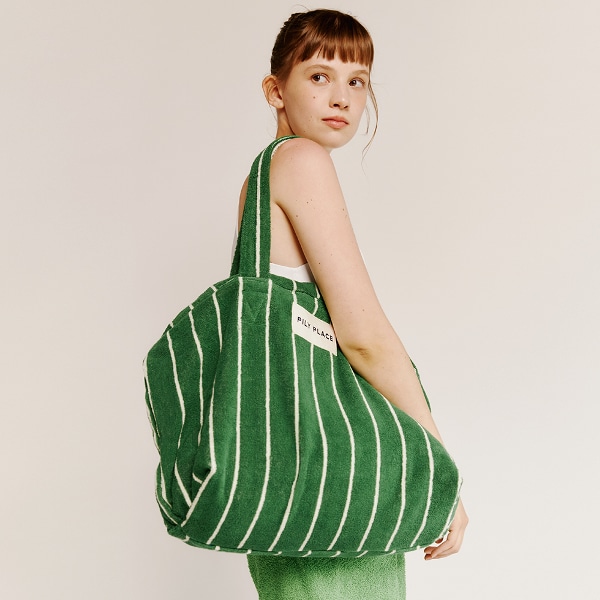 테리 토트백 Terry Tote Bag Green Pin