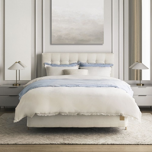 듀 아틀리에 패브릭침대 린넨베이지프레임+스틸골드다릿발 LK (매트제외)