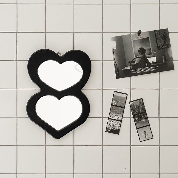 하트 미니 벽거울 (블랙)