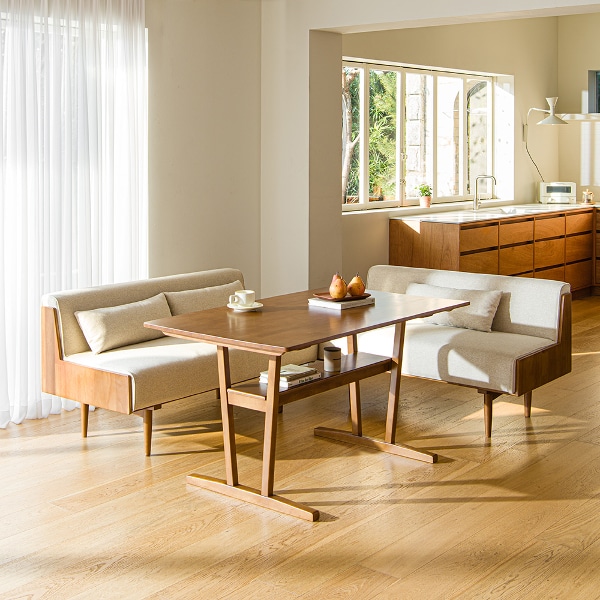 미네 리빙다이닝 4인 원목 코너형 식탁세트(패브릭소파형)