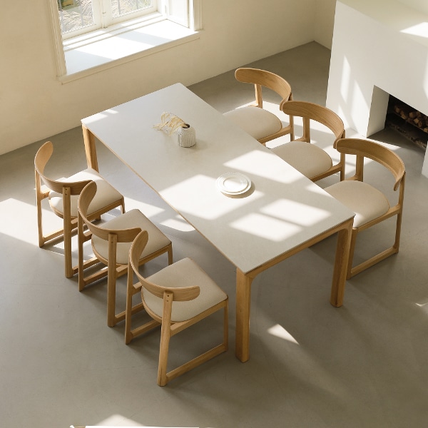 모아나 오크 원목 통 세라믹식탁 세트 6인용 1800