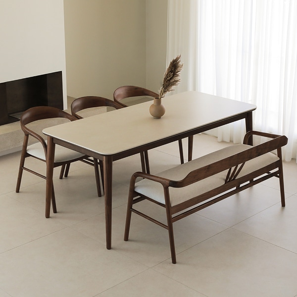 베른 월넛 호두나무 원목 포세린 세라믹식탁 4인용 6인용 1400 1600 1800 200