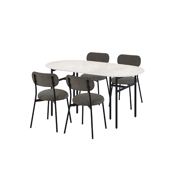 [금주의 특가] 비엔나 세라믹 타원형식탁 4인세트 159cm 블랙_체어4EA