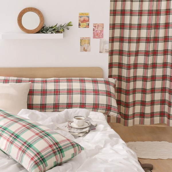 홀리 기모체크 바람막이 현관커튼(140cmx200cm)