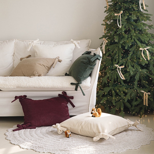 코듀로이 리본 쿠션 커버 5color