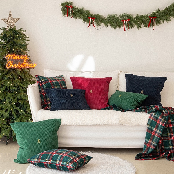 미니 트리 자수 쿠션 커버 시리즈 4type