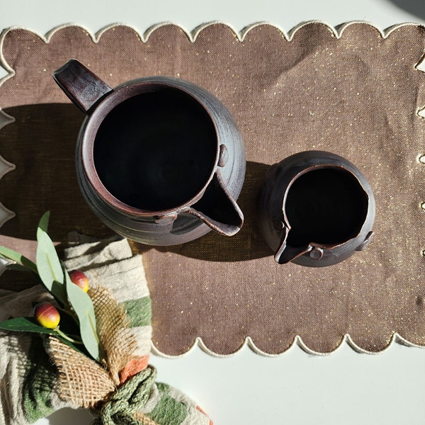 사각 꽃모양 자수 골드펄 린넨 식탁 매트 (베이지, 브라운, 블랙 택1)