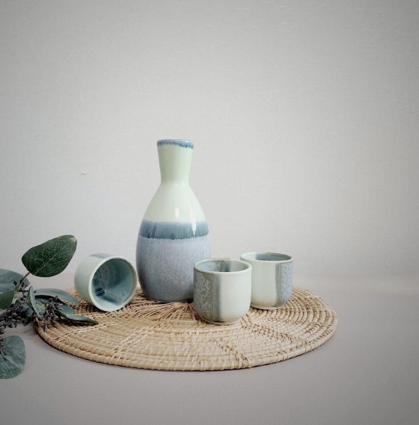 달빛 내린 민트색 사케 주병세트 4pcs