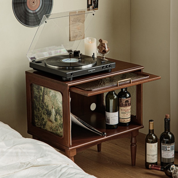 포트 원목 아쿠아 유리 협탁