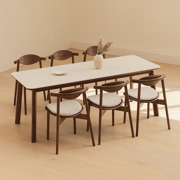 솔브 월넛 호두나무 원목 포세린 세라믹식탁 4인용 6인용 1400 1600 1800 200