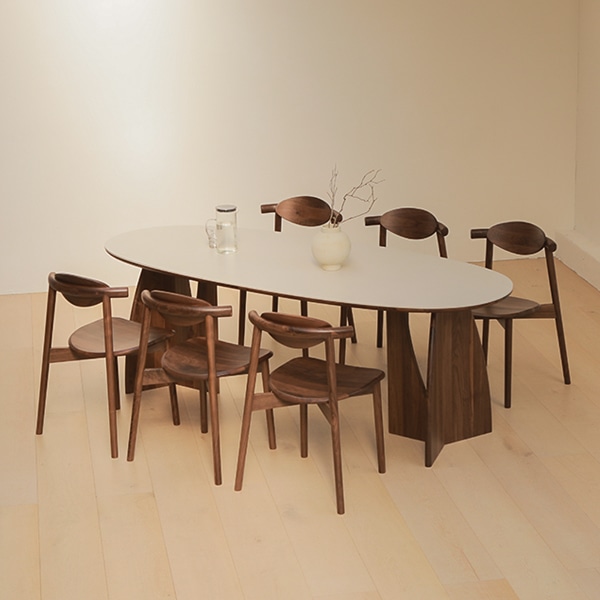 듄 월넛 호두나무 원목 포세린 세라믹식탁 4인용 6인용 1800 2000 2200