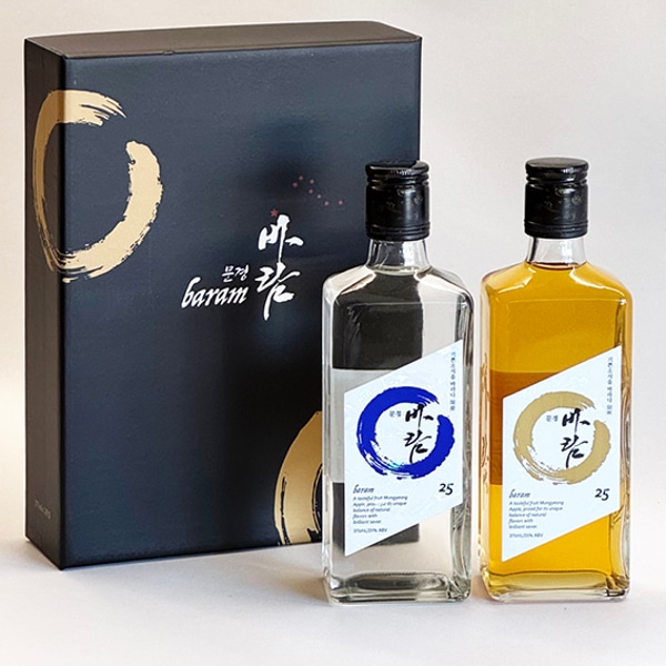 문경바람 25도 375ml 백자/오크 세트 (전용 상자, 쇼핑백 포함)