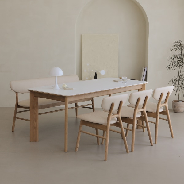 오스비 애쉬 원목 통 세라믹식탁 세트 6인용 1800