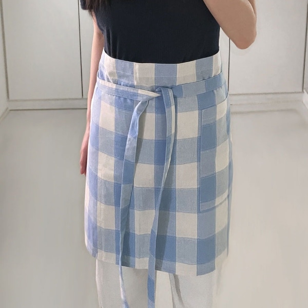 체크 하프 앞치마 (2컬러)