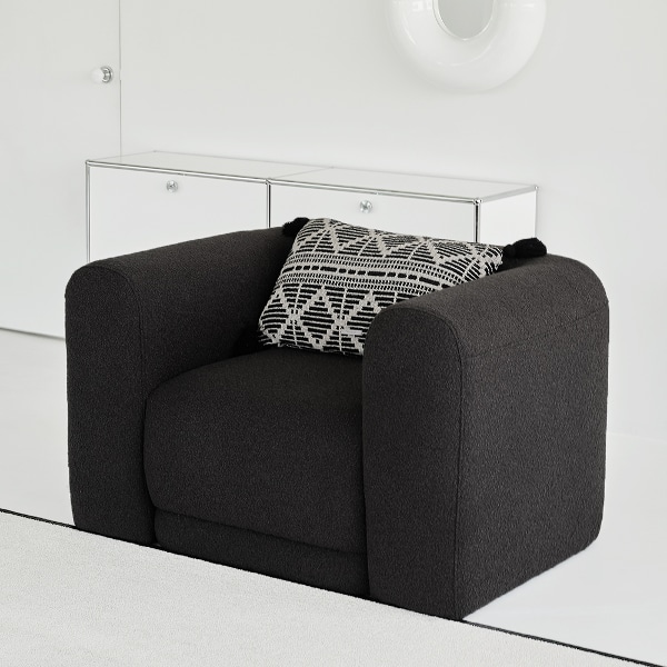 볼드 모듈 1인용 라운드 카우치 패브릭 하이엔드 가죽 소파 미듐하드