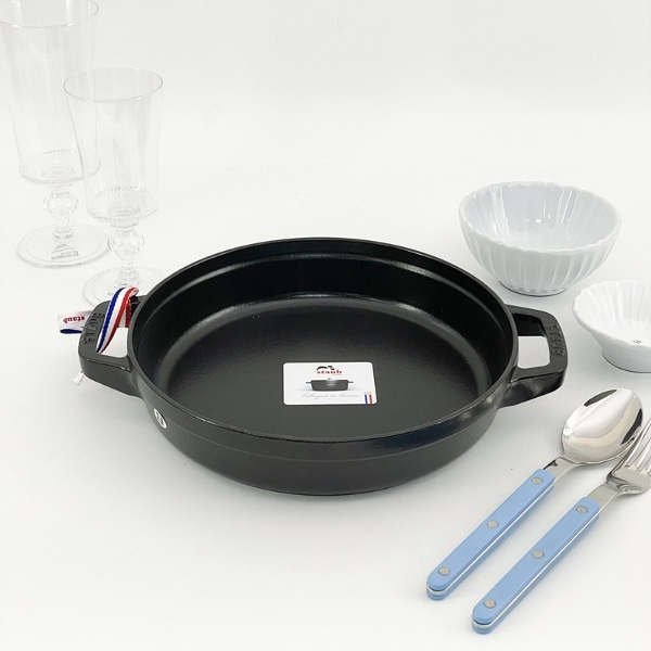 [B급] 투핸들 원형팬 24cm 블랙