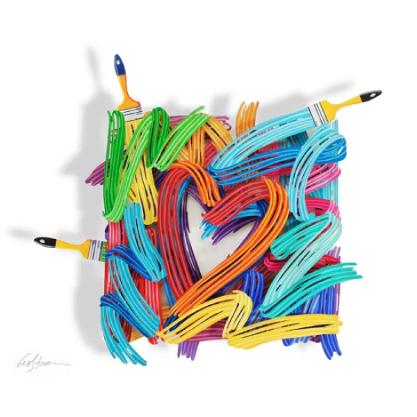 데이비드걸스타인 Graffiti Heart Hand Painted Paper Cut