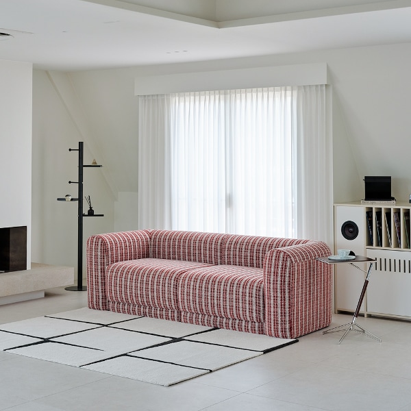 볼드 모듈 빈티지 레트로 패브릭 3인 라운드 카우치 소파 미듐하드