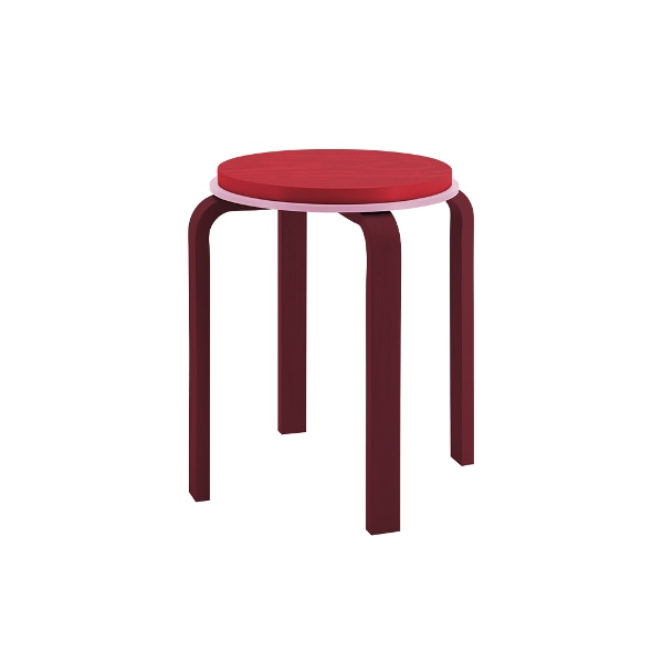 맥스 스툴 레드/원목 등받이 없는 화장대 1인용 보조 원형 의자/XHO03