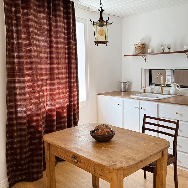 코코아 브라운 기모 방한 암막체크커튼