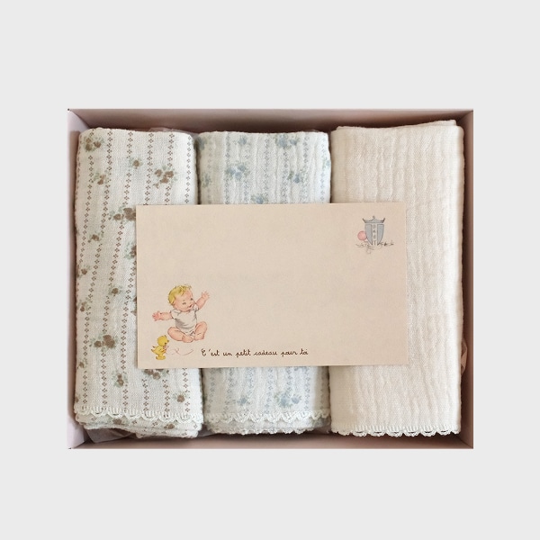 출산선물세트 리틀플라워 손수건 3set