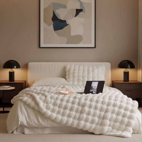 세나 페이크 퍼 블랭킷 화이트 (2size)