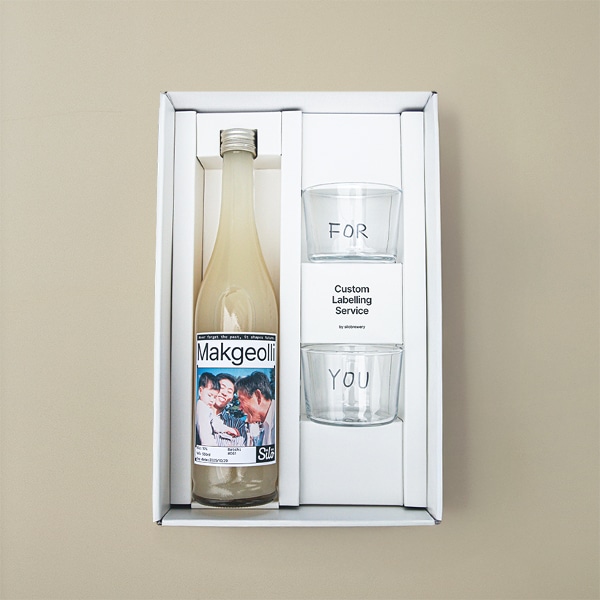 [선물포장] 커스텀 막걸리 + 잔 2P 