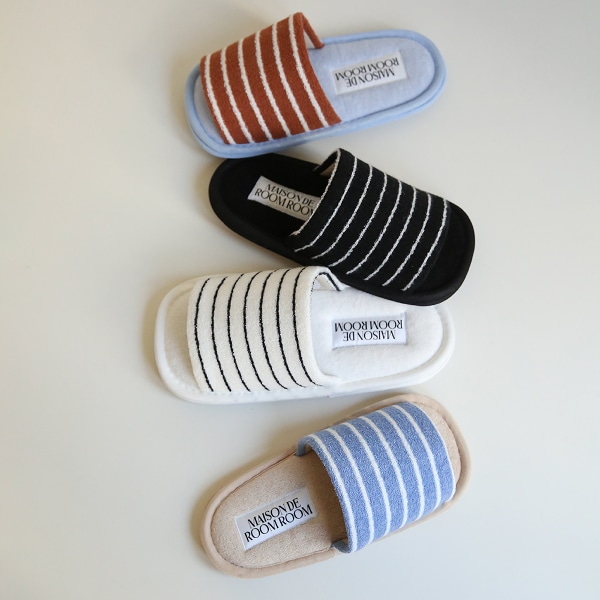 컴포트와이드 스트라이프 2중쿠션 층간소음 테리 홈 실내화 4colors