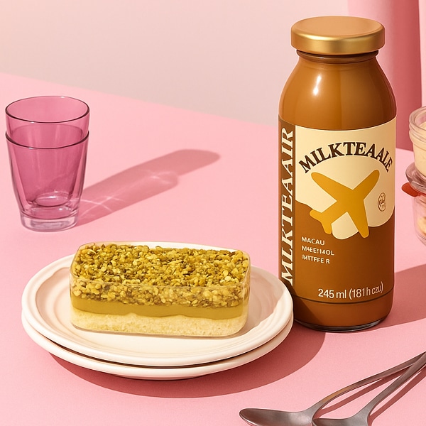 포미박스(피스타치오 크림치즈 스푼케이크 + 마카오 밀크티 바틀)