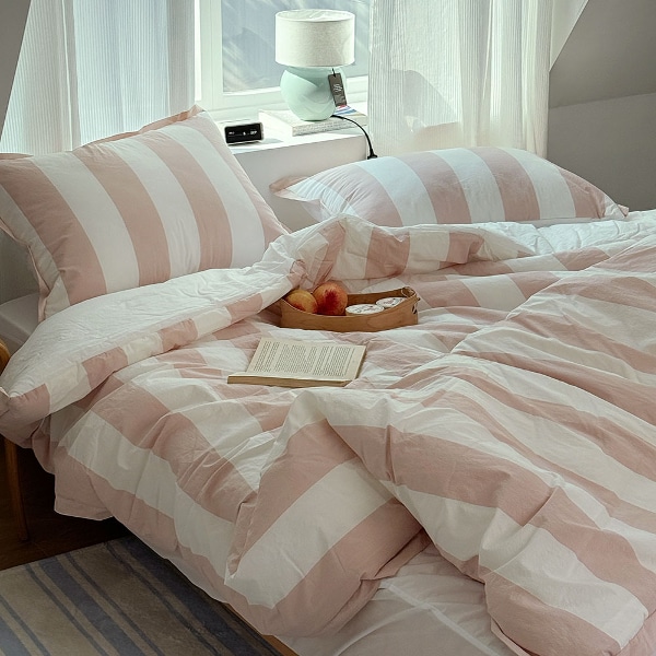 허그 스트라이프 고밀도 순면 100%  차렵이불 2color 