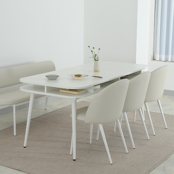 에브리데이 스퀘어 4인용 수납형 식탁 다이닝 테이블 1400