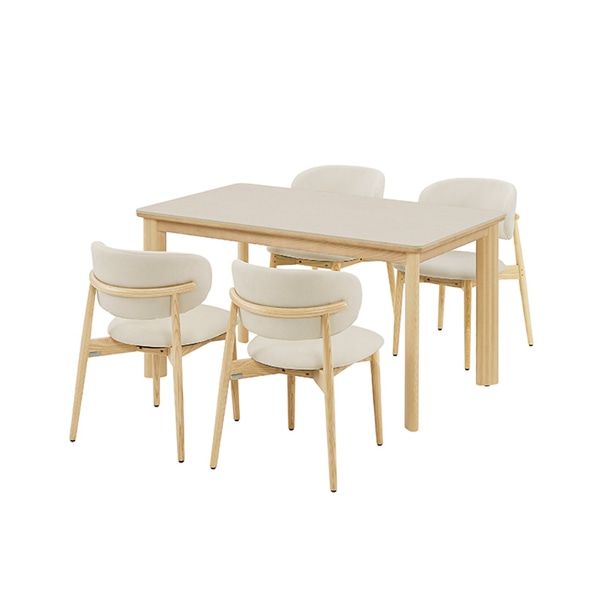 포멜로 세라믹식탁 4인세트 140cm 내추럴_패브릭체어4EA (옵션 택1)