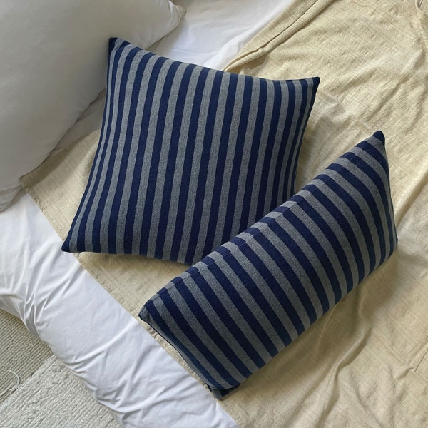 스트라이프 니트 쿠션 Stripe Knit Cushion / Deep Navy