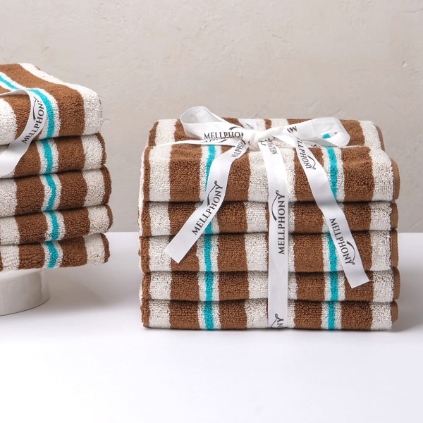 뱀부타올 200g 스트라이프 브라운 5장 묶음 13종 타올 빠른 흡수