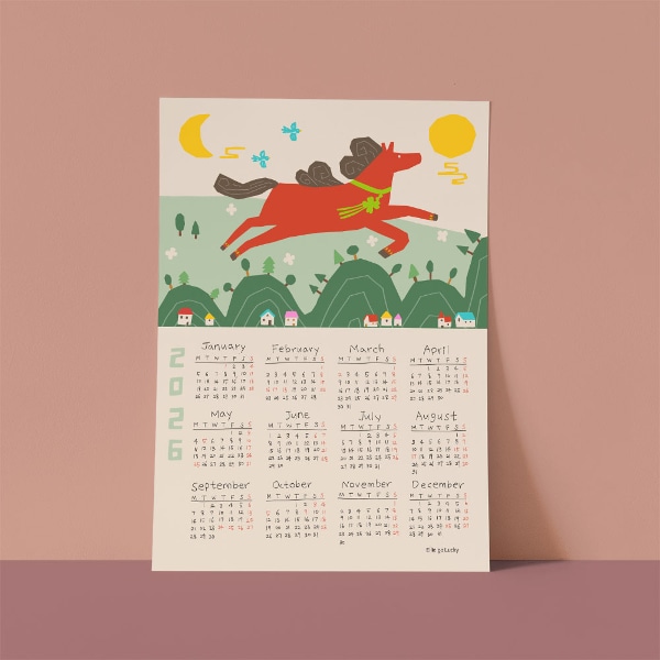 2026 포스터형 연력 말띠 일러스트 달력 A2