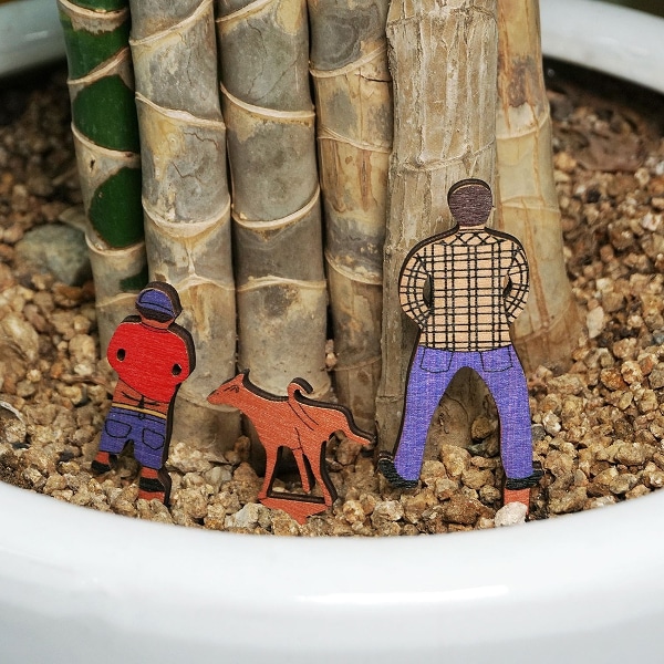 아빠와 아들 강아지 미니 화분 장식 꾸미기 3개세트